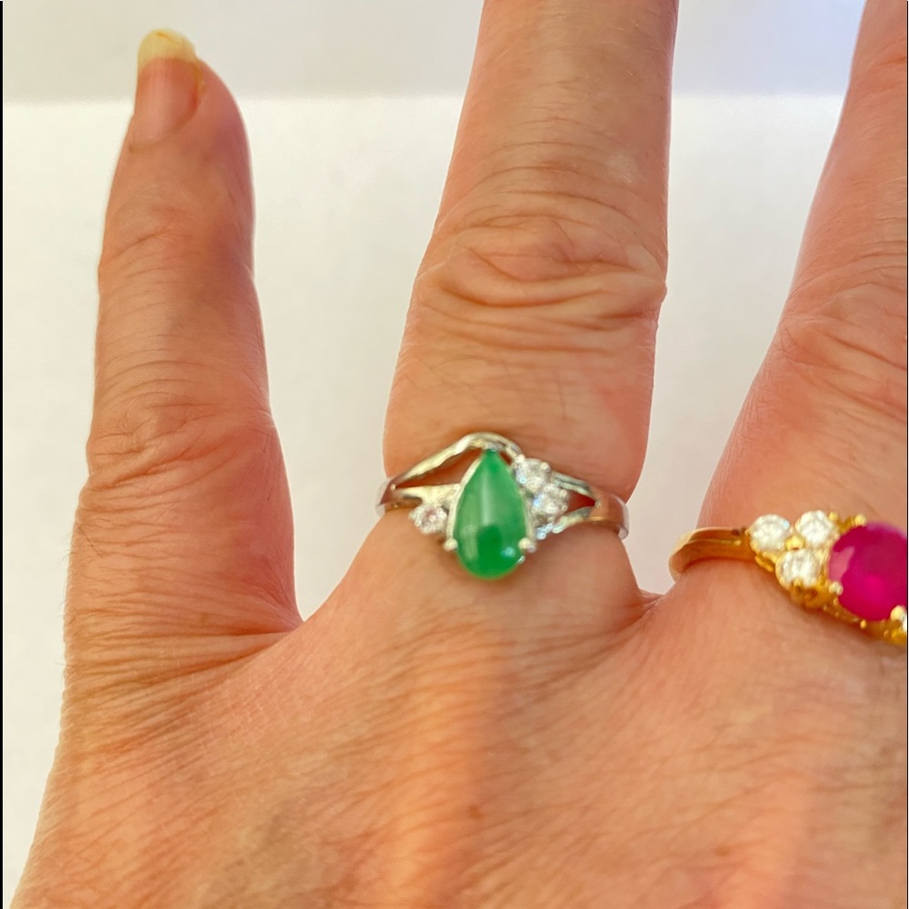 Green jade rings silver rings jade ring gold ring